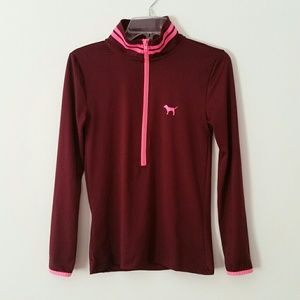 VS PINK Burgundy Hot Pink Ultimate 3/4 Zip Jacket